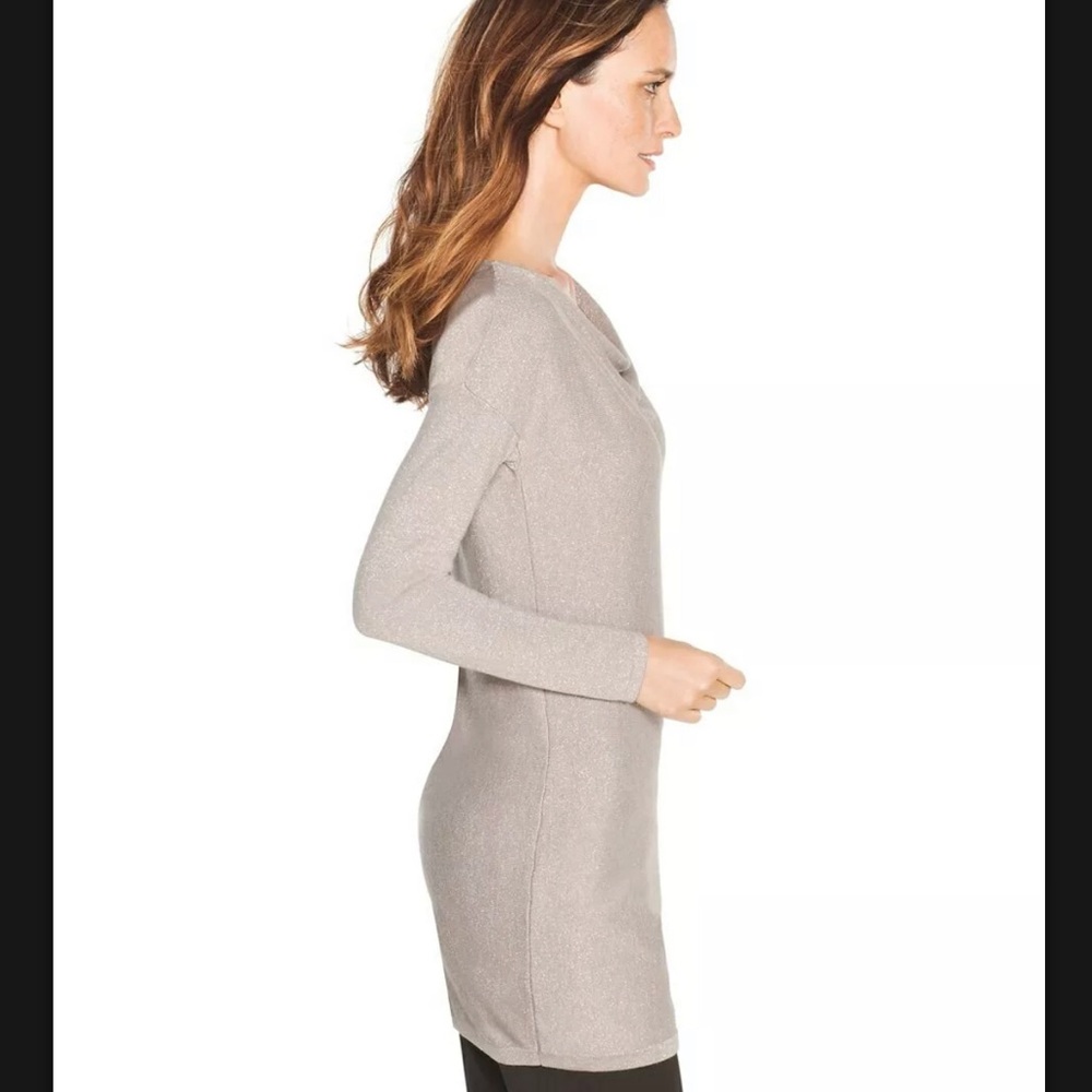 White House Black Market Draped Metallic Taupe Shimmer Tunic Size XS